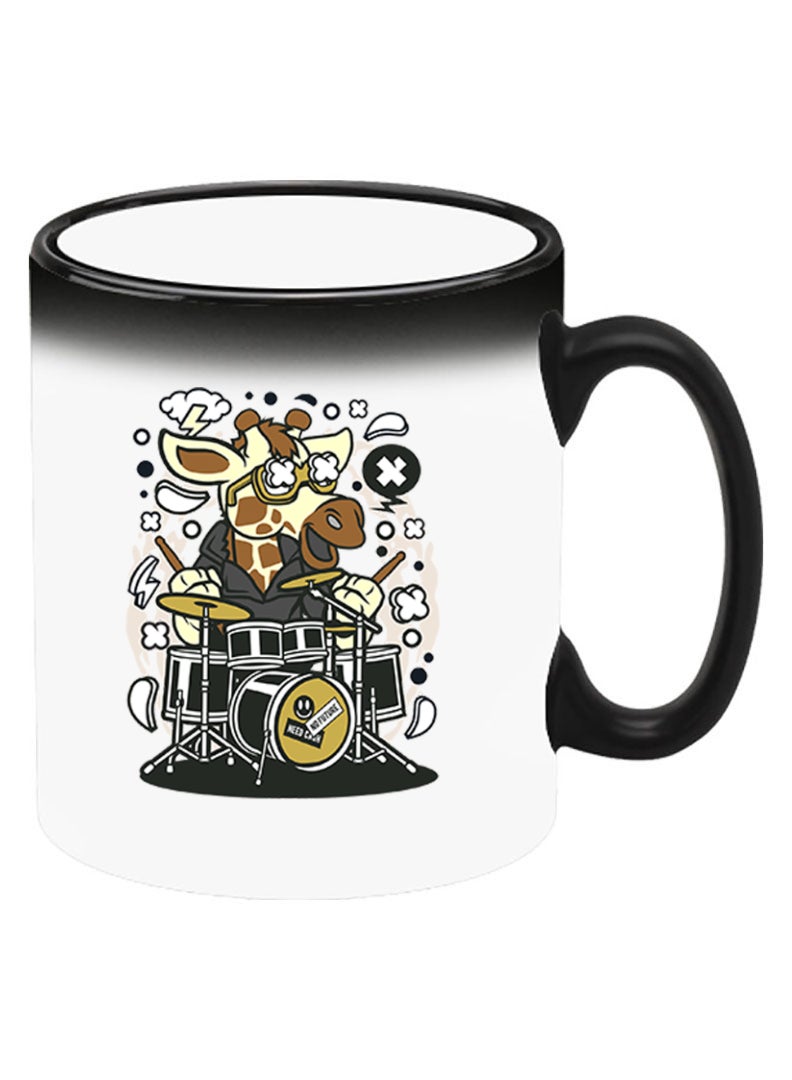 Theodor Color Changing Heat Sensitive Ceramic Mug, Image Revealed When HOT Liquid is Added! Cow drumming - Image 2