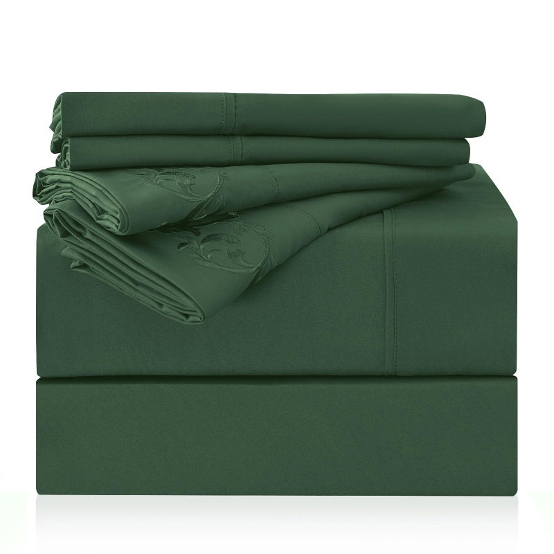 LONAVA Twin XL Size Sheet Set - 4 Piece Hotel Luxury Wrinkle-Free Microfiber Sheet, Oeko-TEX Certified, Breathable & Elastic, 16" Deep Pockets, Forest Green - Image 1
