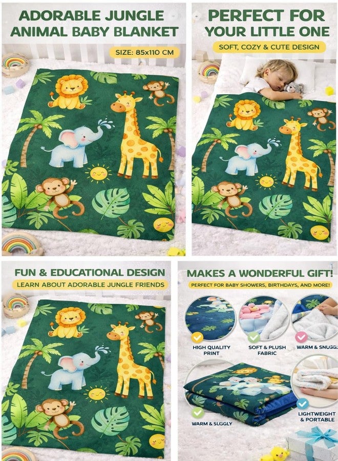 FRIDO Baby Blanket, ABC Animal Print, Cotton, Soft and Skin Friendly, All Season, Multicolor, 85 x 110 CM, 0-4 Years (Dark Green) - Image 3
