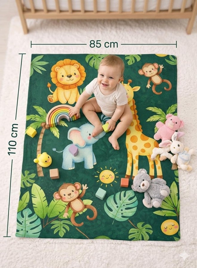 FRIDO Baby Blanket, ABC Animal Print, Cotton, Soft and Skin Friendly, All Season, Multicolor, 85 x 110 CM, 0-4 Years (Dark Green) - Image 2
