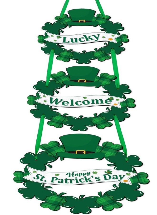 luck sea St Patricks Day Decorations Welcome Wreaths for Front Door Decor Saint Patrick’s Shamrock Sign for Irish March Home Wall Porch - Image 1
