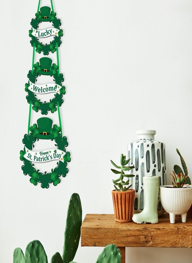 luck sea St Patricks Day Decorations Welcome Wreaths for Front Door Decor Saint Patrick’s Shamrock Sign for Irish March Home Wall Porch - Image 5