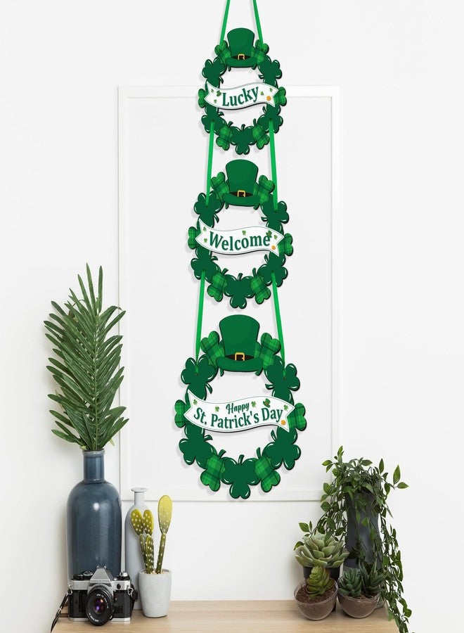 luck sea St Patricks Day Decorations Welcome Wreaths for Front Door Decor Saint Patrick’s Shamrock Sign for Irish March Home Wall Porch - Image 4