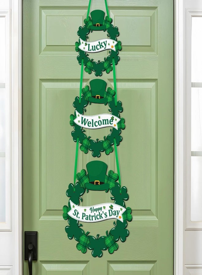 luck sea St Patricks Day Decorations Welcome Wreaths for Front Door Decor Saint Patrick’s Shamrock Sign for Irish March Home Wall Porch - Image 2
