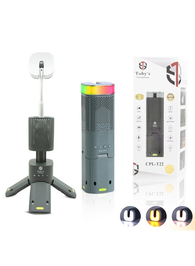 توبيز مصابيح تخييم تلسكوبية CPL-T22 الجديدة من Toby's قابلة لإعادة الشحن بقوة 14000 مللي أمبير في الساعة، فانوس تخييم LED قابل للطي محمول مع ضوء RGB/SOS وقاعدة مغناطيسية IPX5 مقاوم للماء للمشي لمسافات طويلة والتخييم في حالات الطوارئ - CPL T22 - Image 1