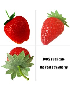 SYOSI 30 Pieces Artificial Strawberries of Assorted Sizes Lifelike Plastic Fake Fruit Decoration for Home Kitchen Party Photography Props Red  - Image 5