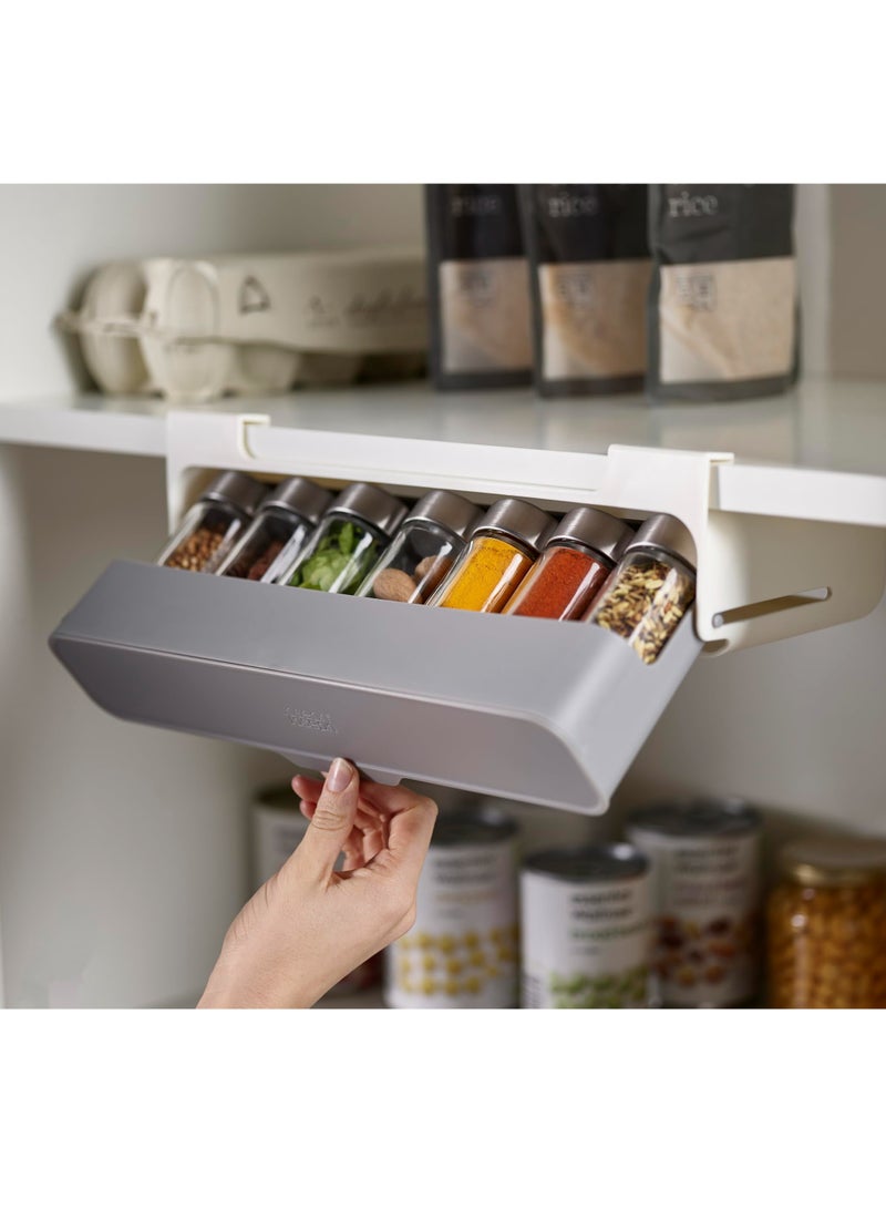 Bukela Spice Rack Organizer - Under-Shelf Kitchen Cabinet Storage Solution for Spices, Grey - Image 3