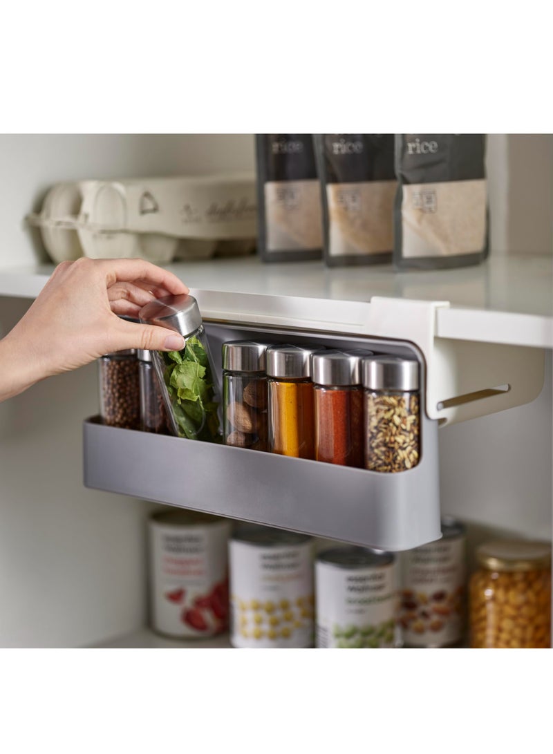 Bukela Spice Rack Organizer - Under-Shelf Kitchen Cabinet Storage Solution for Spices, Grey - Image 4
