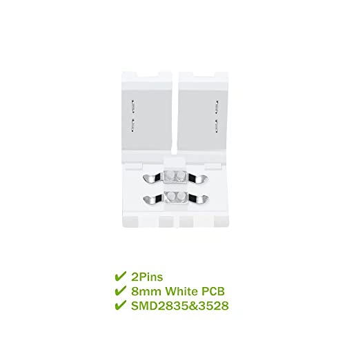 LightingWill 10pcs Pack Strip to Strip Unwired Gapless Solderless Snap Down 2Pin Conductor LED Strip Connector for 8mm Wide 3528 2835 Single Color Flex LED Strips - Image 2