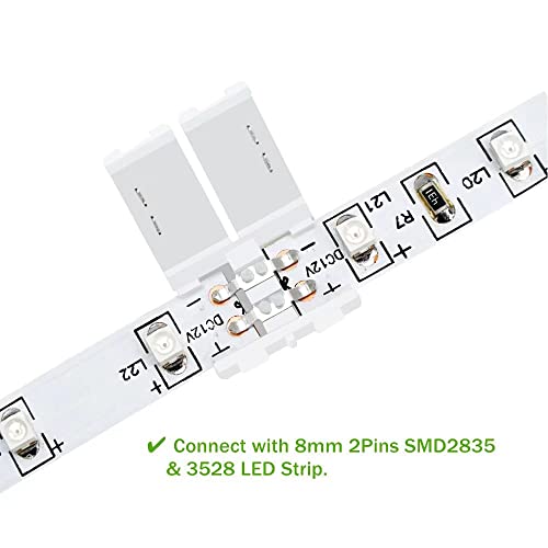 LightingWill 10pcs Pack Strip to Strip Unwired Gapless Solderless Snap Down 2Pin Conductor LED Strip Connector for 8mm Wide 3528 2835 Single Color Flex LED Strips - Image 3