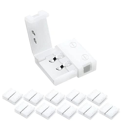 LightingWill 10pcs Pack Strip to Strip Unwired Gapless Solderless Snap Down 2Pin Conductor LED Strip Connector for 8mm Wide 3528 2835 Single Color Flex LED Strips - Image 1