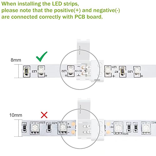 LightingWill 10pcs Pack Strip to Strip Unwired Gapless Solderless Snap Down 2Pin Conductor LED Strip Connector for 8mm Wide 3528 2835 Single Color Flex LED Strips - Image 4
