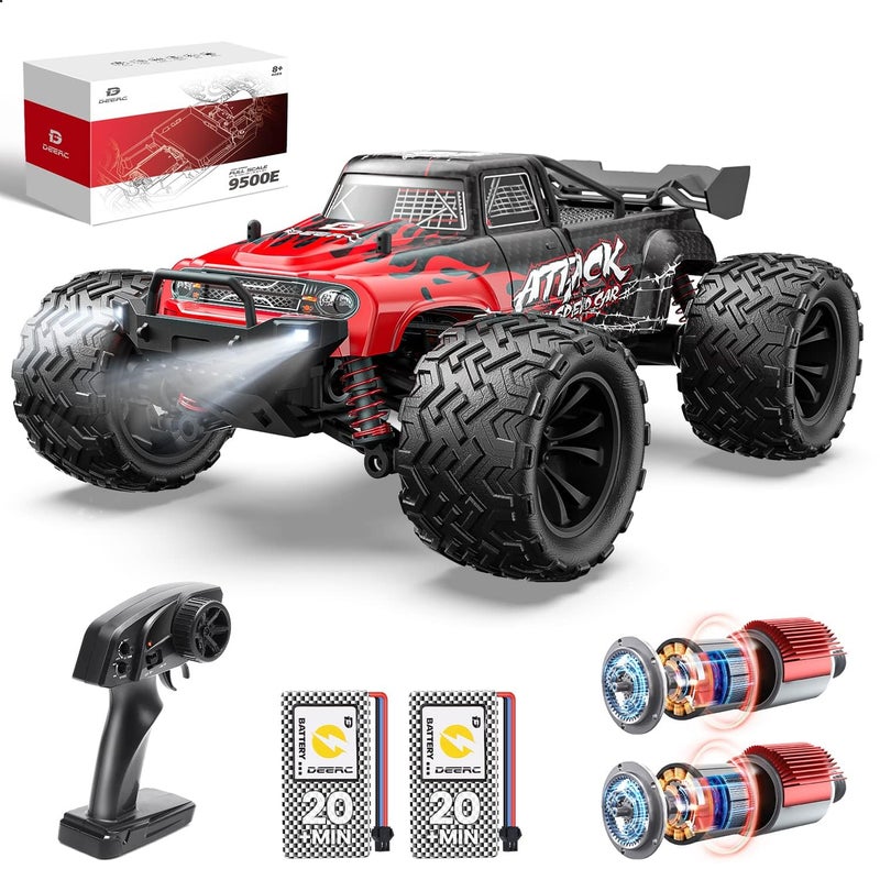 DEERC 9500E 116 Scale All Terrain RC Car 4x4 High Speed 40 KPH RC Truck 24Ghz Remote Control Truck with 2 Batteries OffRoad Monster Truck for Adults Kids - Image 2