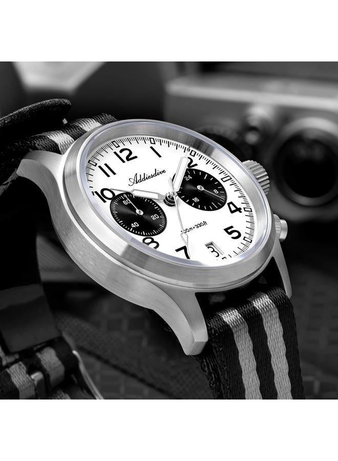 ADDIESDIVE Chronograph Watches for Men Women Synthetic Sapphire 100 M Waterproof Quartz Analog BGW9 Luminous Black and White Panda Watch - Image 5