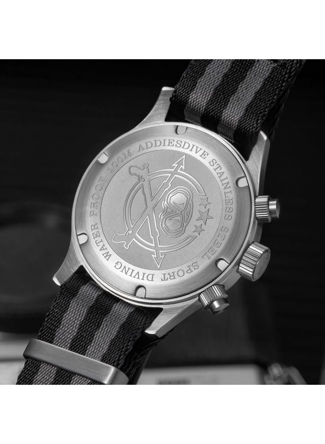 ADDIESDIVE Chronograph Watches for Men Women Synthetic Sapphire 100 M Waterproof Quartz Analog BGW9 Luminous Black and White Panda Watch - Image 4