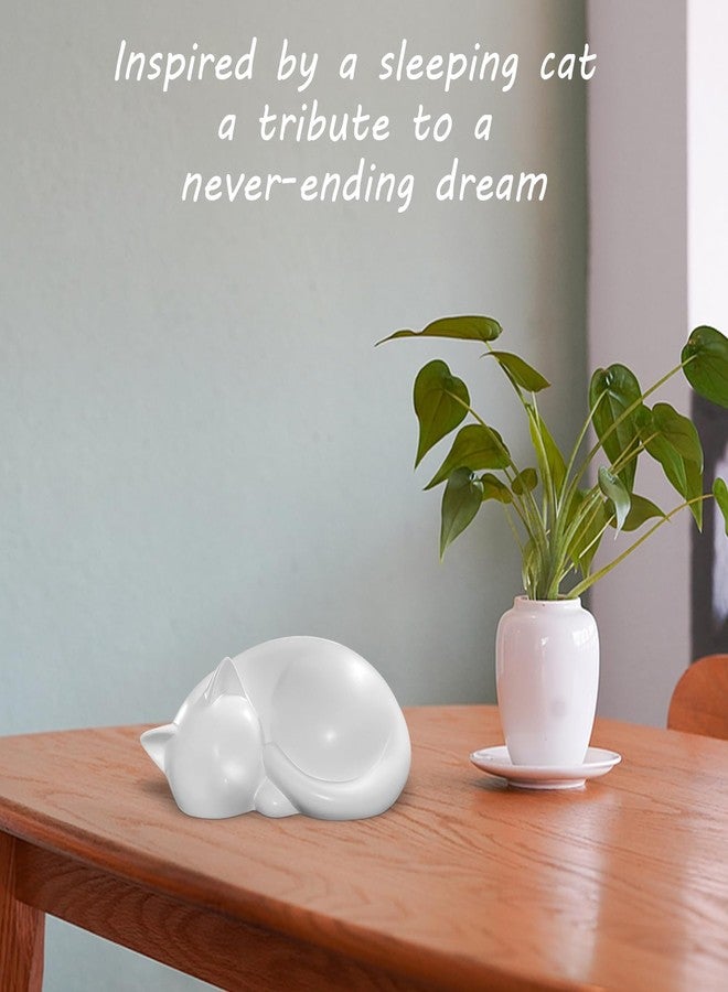 MAICOBI Handmade Sleeping Cat Urn for Ashes - Elegant White Pet Memorial Statue, Indoor & Outdoor Decorative Cat Cremation Urn, Resin Tribute for Feline Loss, Fits Up to 33lbs - Image 3