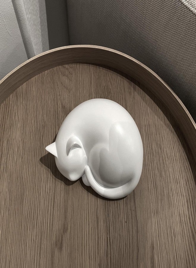 MAICOBI Handmade Sleeping Cat Urn for Ashes - Elegant White Pet Memorial Statue, Indoor & Outdoor Decorative Cat Cremation Urn, Resin Tribute for Feline Loss, Fits Up to 33lbs - Image 5