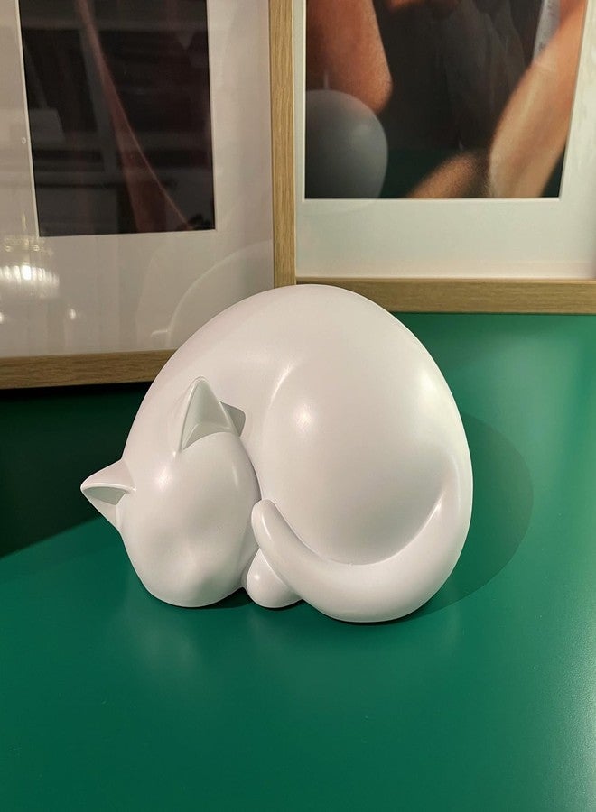 MAICOBI Handmade Sleeping Cat Urn for Ashes - Elegant White Pet Memorial Statue, Indoor & Outdoor Decorative Cat Cremation Urn, Resin Tribute for Feline Loss, Fits Up to 33lbs - Image 4