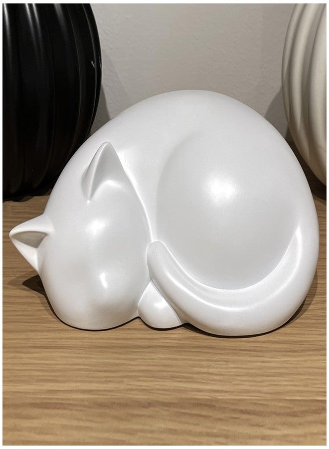 MAICOBI Handmade Sleeping Cat Urn for Ashes - Elegant White Pet Memorial Statue, Indoor & Outdoor Decorative Cat Cremation Urn, Resin Tribute for Feline Loss, Fits Up to 33lbs - Image 1