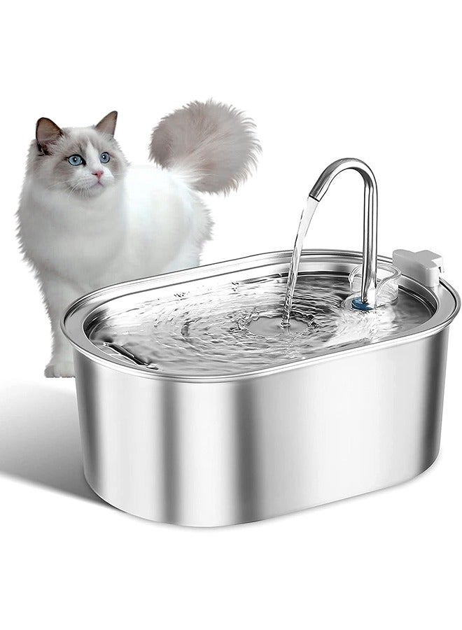 Garlo Cat Water Fountain Stainless Steel, 3,2L/108oz Pet Water Fountain, Automatic Cat Fountain with Quiet Pump, Dishwasher Safe Design, Suitable for Multiple Pets - Image 1