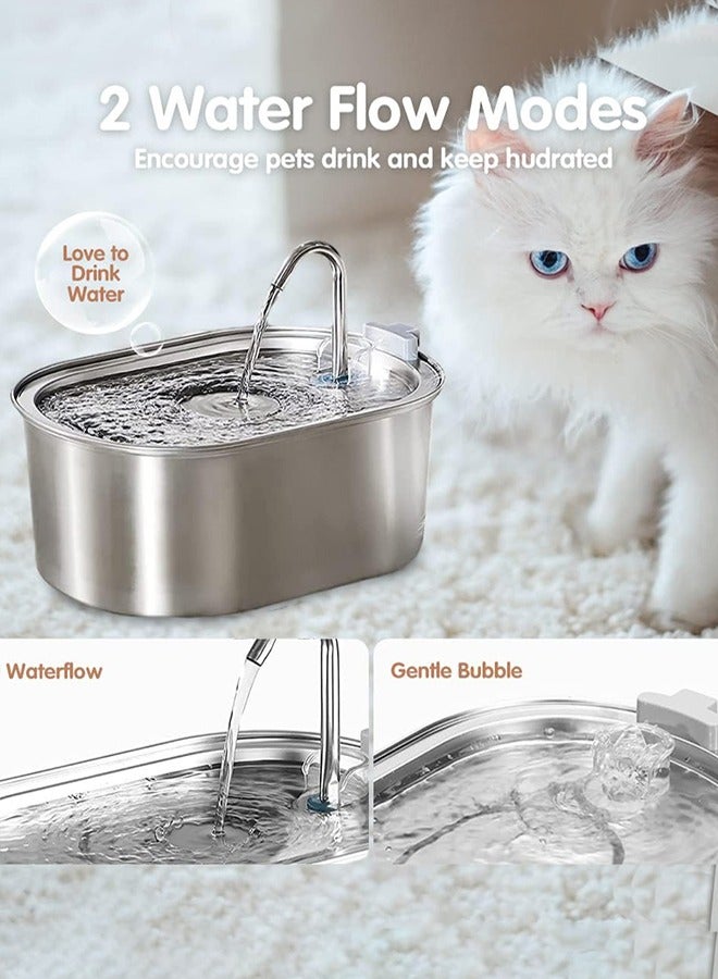 Garlo Cat Water Fountain Stainless Steel, 3,2L/108oz Pet Water Fountain, Automatic Cat Fountain with Quiet Pump, Dishwasher Safe Design, Suitable for Multiple Pets - Image 2