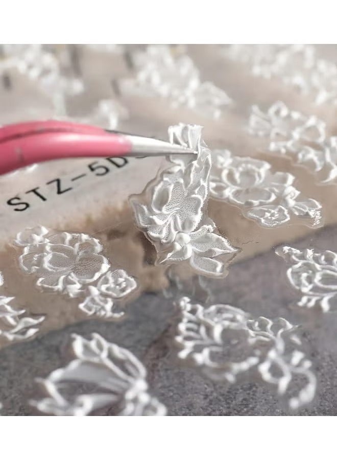 ملصقات أظافر زهرية خماسية الأبعاد مكونة من 5 أوراق نقش زهور ذاتية اللصق مستلزمات فن الأظافر DIY إكسسوارات فنية للأظافر للنساء والفتيات - Image 5