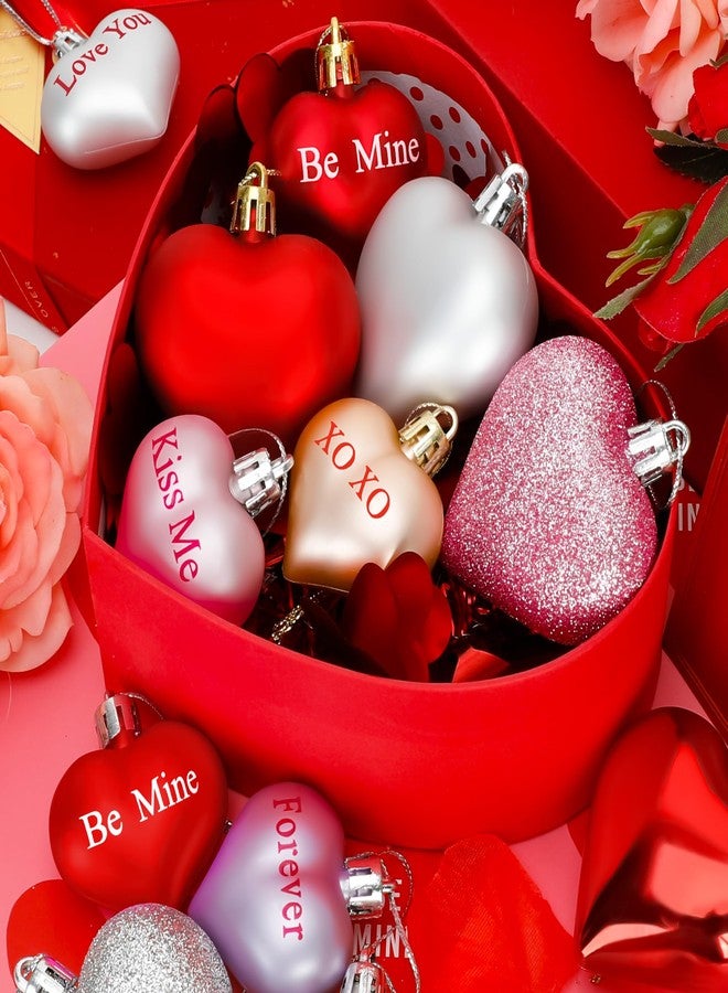 Melisheer 36 Pack Valentine Day Heart Shaped Ornaments Romantic Heart Hanging Baubles Colorful Romantic Glossy Hearts Valentine's Day Decor for Party - Image 4