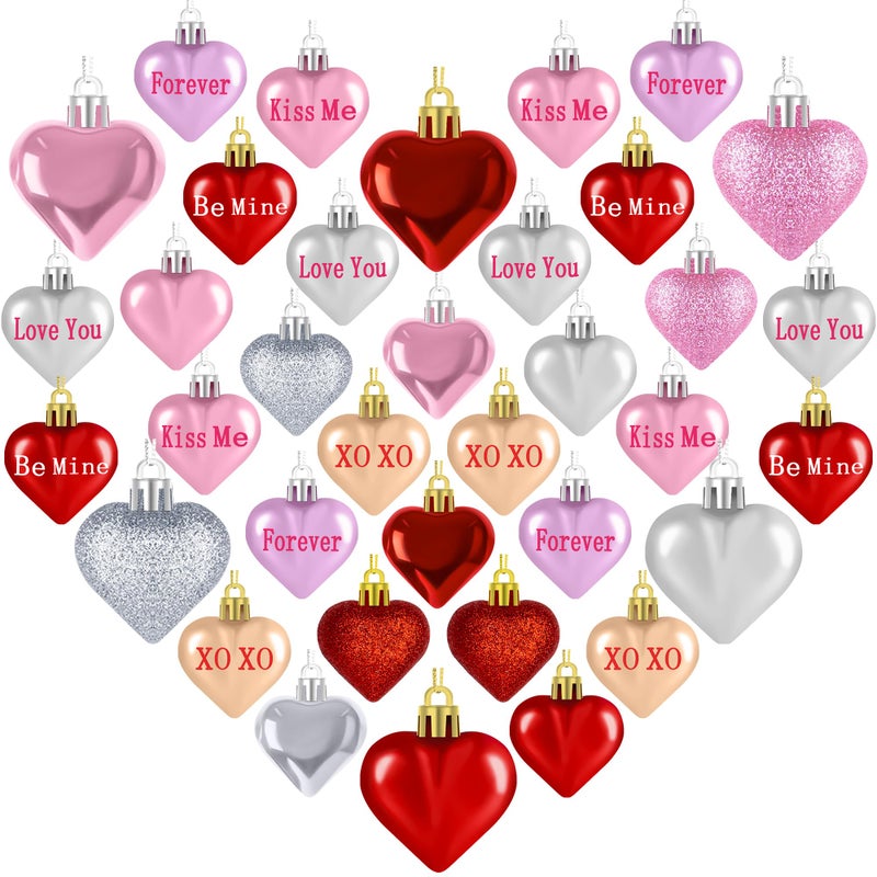 Melisheer 36 Pack Valentine Day Heart Shaped Ornaments Romantic Heart Hanging Baubles Colorful Romantic Glossy Hearts Valentine's Day Decor for Party - Image 1