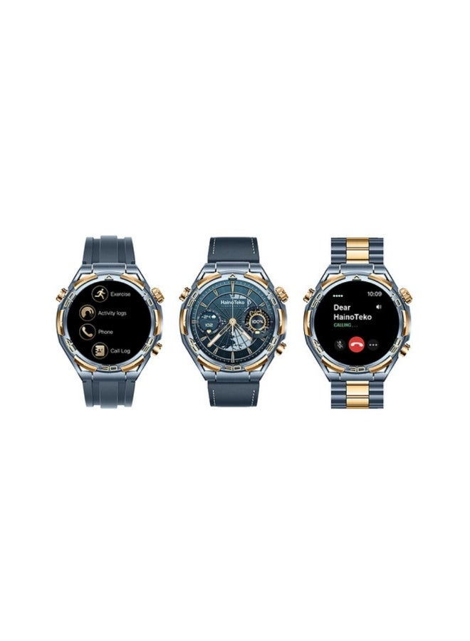 Haino Teko RW-69 Waterproof Smartwatch with 1GB Built-in Storage 10-Day Battery AMOLED Display and 3 Pair Straps Designed for Men-Blue - Image 1
