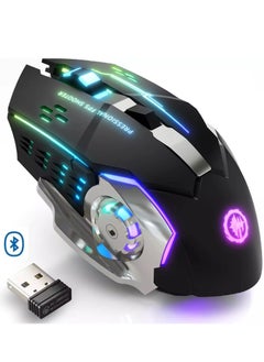 Wireless, Bluetooth  Gaming Mouse RGB Rechargeable, 6 Buttons & Silent Click for Laptop, Mac OS, PC, Windows