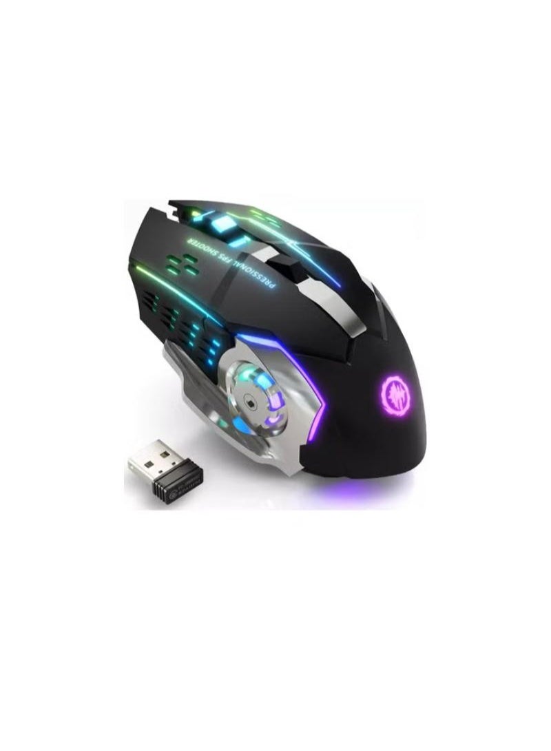 تي2 ماوس ألعاب لاسلكي ، RGB قابل لإعادة الشحن، 6 أزرار ونقرة صامتة لأجهزة الكمبيوتر المحمولة وأجهزة Mac OS وأجهزة الكمبيوتر الشخصية وأجهزة Windows - Image 1