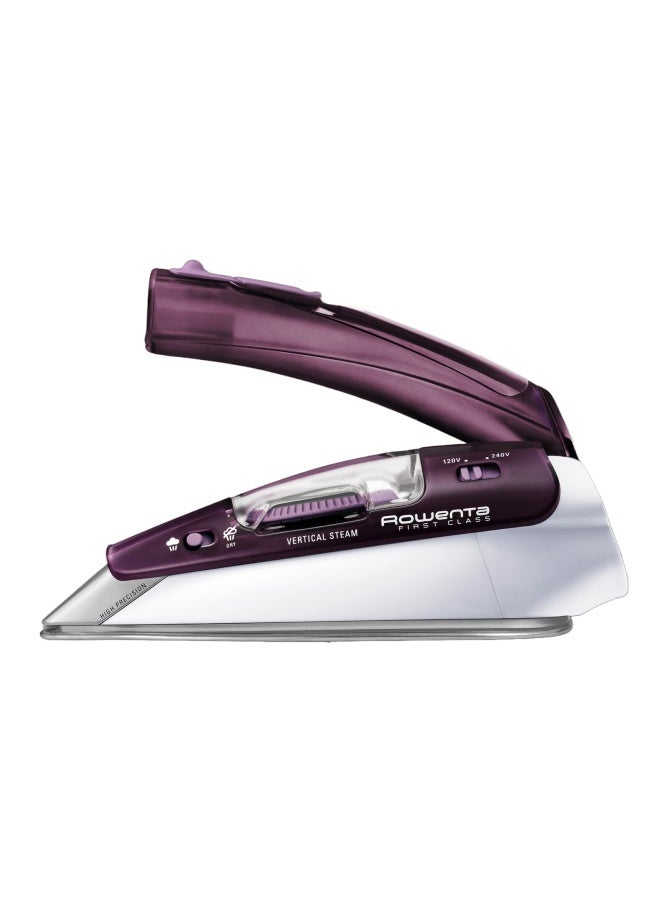 Rowenta Travel Iron Pro Compact Stainless Steel Soleplate Steam Iron For Clothes 200 Microsteam Holes 1000 Watts Ironing Fabric Steamer Dual Voltage Purple Mini Iron Da1560 - Image 1
