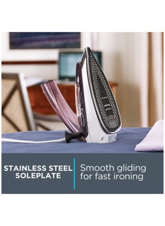 Rowenta Rowenta Travel Iron Pro Compact Stainless Steel Soleplate Steam Iron For Clothes 200 Microsteam Holes 1000 Watts Ironing Fabric Steamer Dual Voltage Purple Mini Iron Da1560  - Image 4