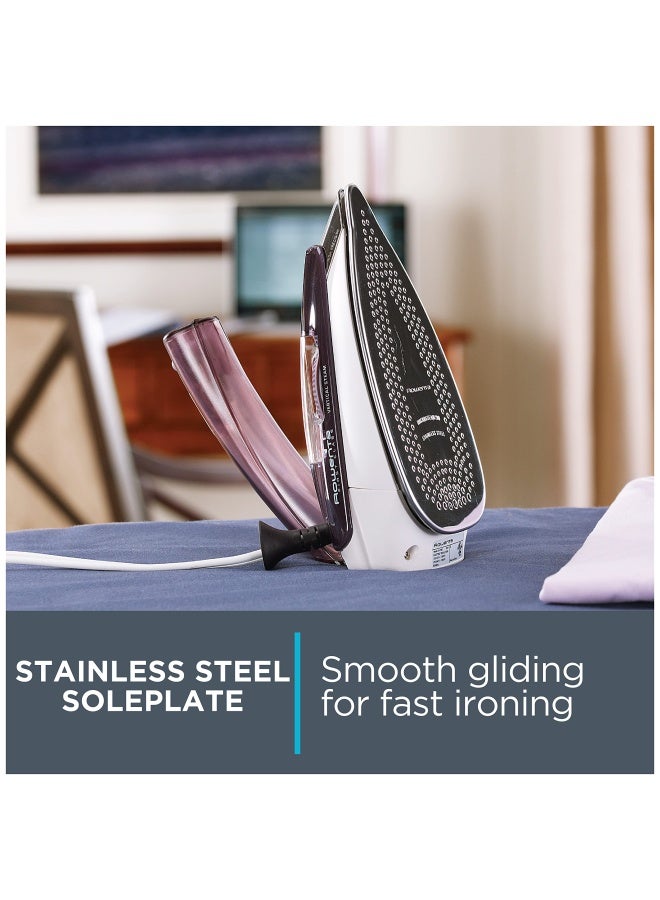 Rowenta Travel Iron Pro Compact Stainless Steel Soleplate Steam Iron For Clothes 200 Microsteam Holes 1000 Watts Ironing Fabric Steamer Dual Voltage Purple Mini Iron Da1560 - Image 4