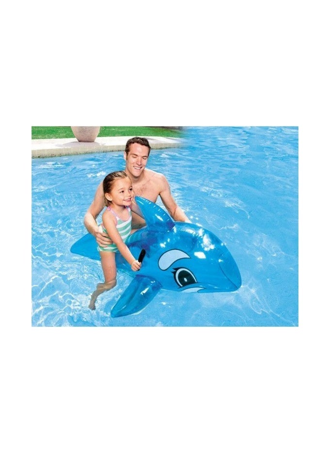Bestway - 41036-Transparent Whale Rider Inflatable Pool Float with Handles 1.17mx71cm/46"x28", Blue - Image 1