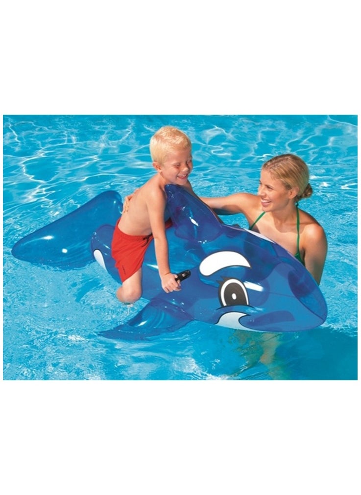 Bestway - 41036-Transparent Whale Rider Inflatable Pool Float with Handles 1.17mx71cm/46"x28", Blue - Image 1