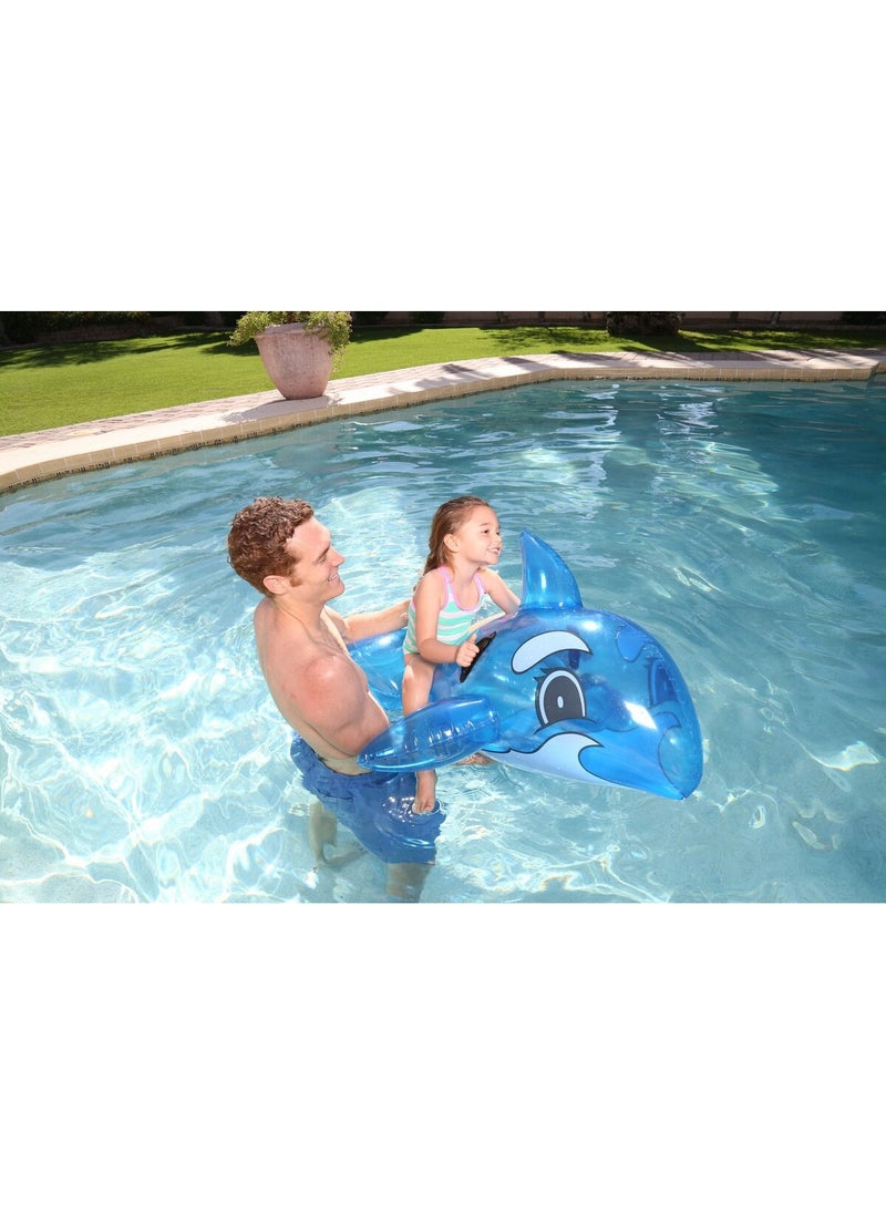 Bestway - 41036-Transparent Whale Rider Inflatable Pool Float with Handles 1.17mx71cm/46"x28", Blue - Image 1