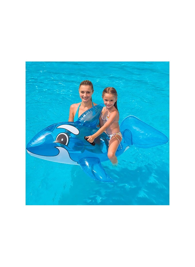 Bestway - 41036-Transparent Whale Rider Inflatable Pool Float with Handles 1.17mx71cm/46"x28", Blue - Image 1