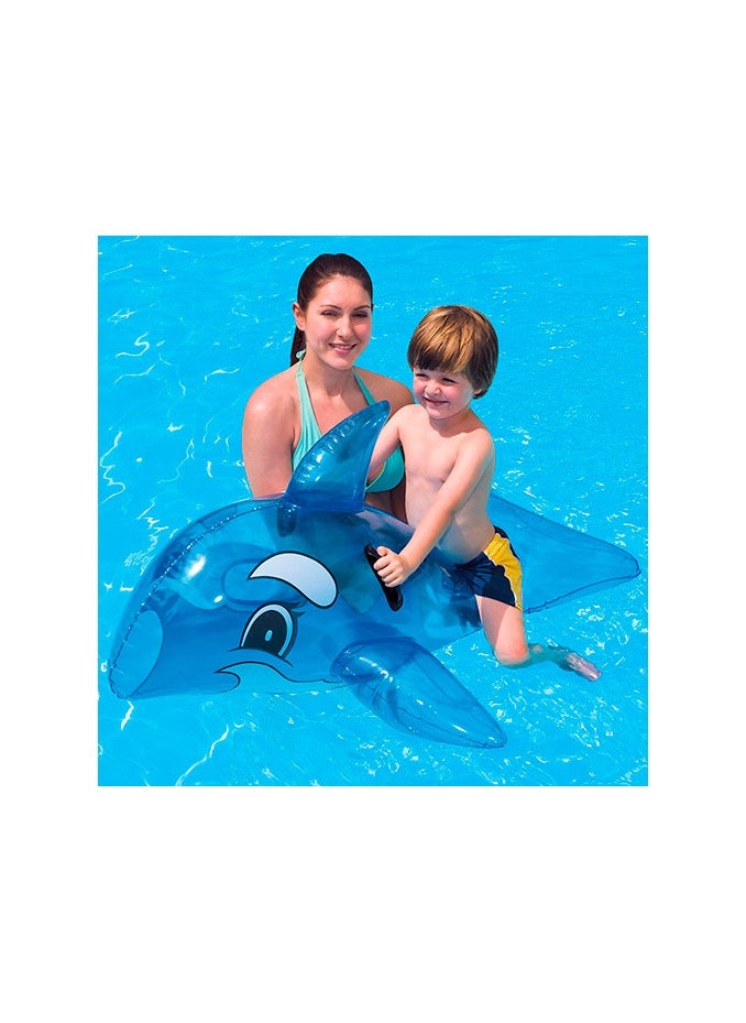 Bestway - 41036-Transparent Whale Rider Inflatable Pool Float with Handles 1.17mx71cm/46"x28", Blue - Image 1