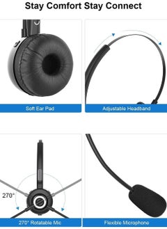 KASTWAVE Bluetooth Headset with Noise Canceling Microphone Wireless Handsfree Headphone for Laptop Cell Phone Tablet Call Center Office Meeting Online Class  - Image 2