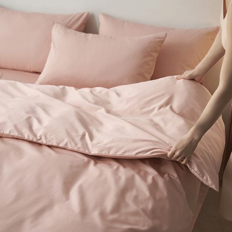 Soft Mist Pink 100% Cotton Bed Sheet Set - 80 Thread Count, All-Season Soft & Breathable - Image 1