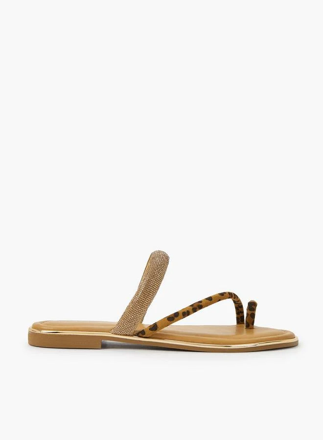 Celeste GOLD Women Stone Embellished Flat Sandals for Women | Best Price UAE
