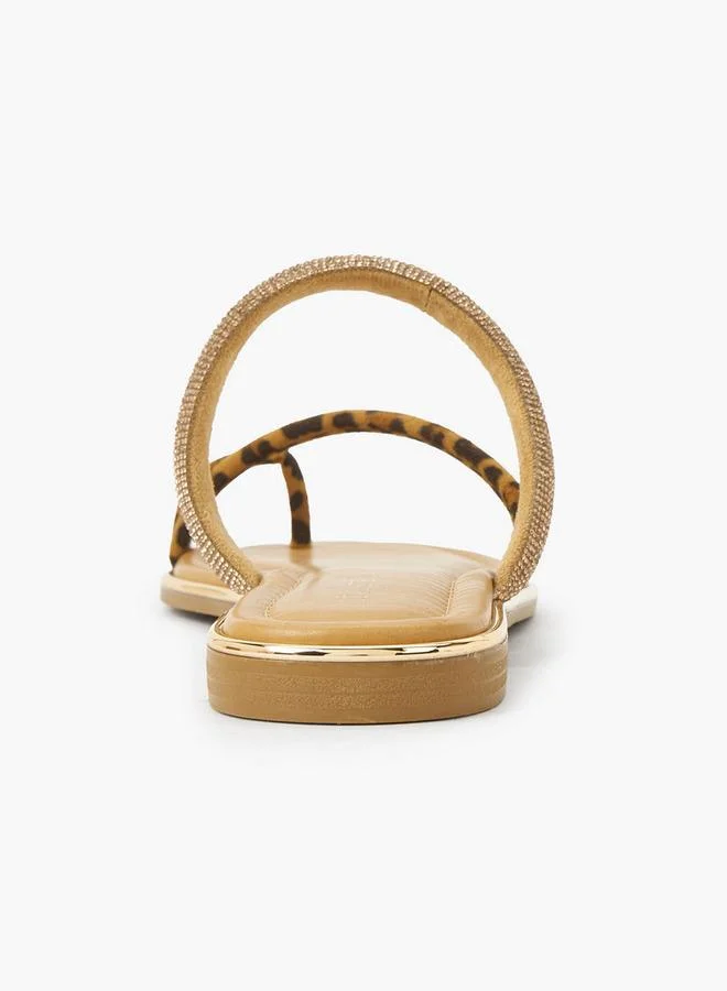 Celeste GOLD Women Stone Embellished Flat Sandals for Women | Best Price UAE