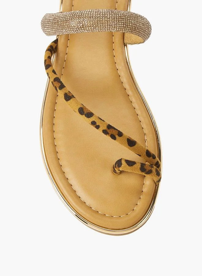 Celeste GOLD Women Stone Embellished Flat Sandals for Women | Best Price UAE