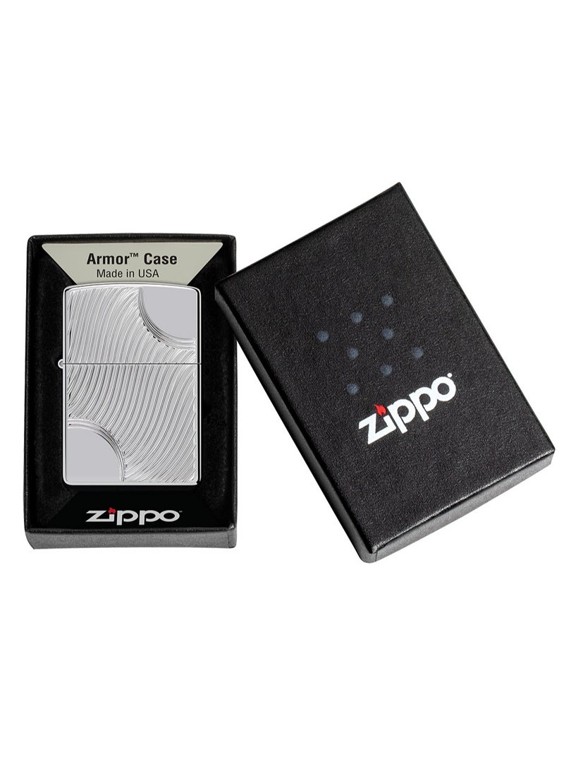 Zippo - Ae184964 167 Angled Curves Armor High Polish Chrome Windproof Lighter - Image 1