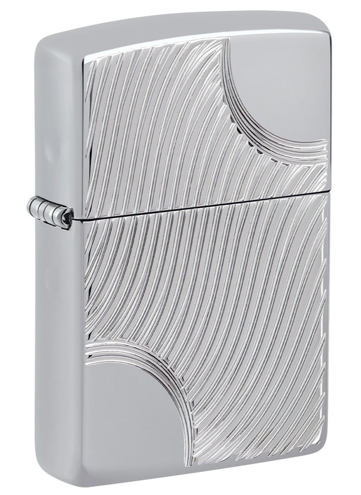 Zippo - Ae184964 167 Angled Curves Armor High Polish Chrome Windproof Lighter - Image 1