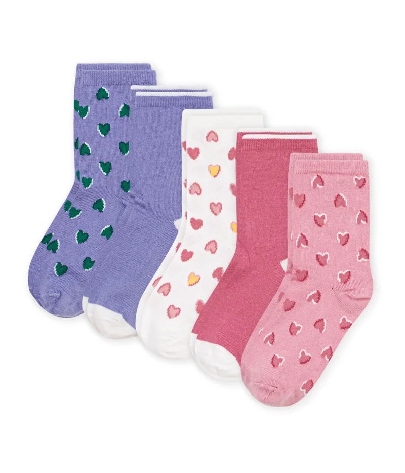 Petit Bateau 5 Pairs Of Babies' Cotton Socks With A Heart Print