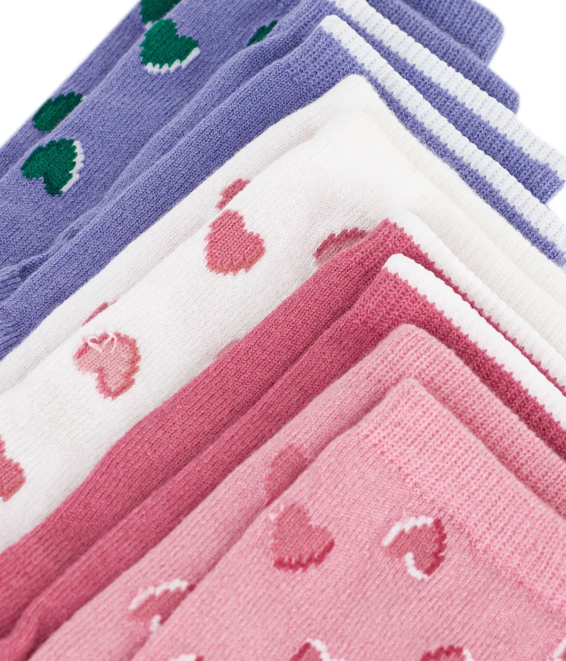 Petit Bateau 5 Pairs Of Babies' Cotton Socks With A Heart Print