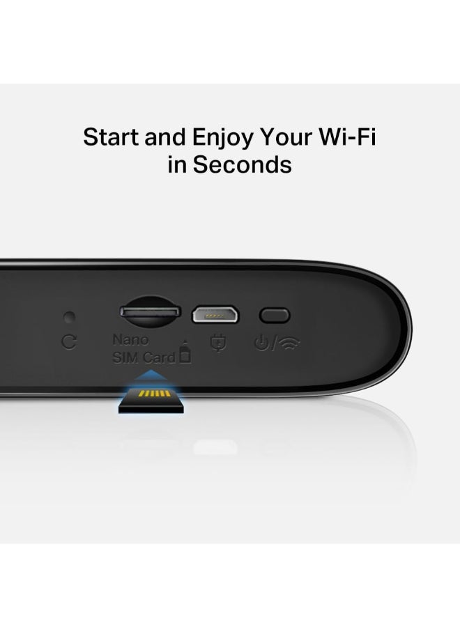 MERCUSYS 150Mbps 4G LTE Mobile Wi-Fi
Build-In 150Mbps 4G LTE Modem
SPEED: 150 Mbps at 2.4 GHz, 4G Cat4 150/50 Mbps
SPEC: LTE-FDD/LTE-TDD/HSPA+/UMTS
FEATURE: MERCUSYS App, Build-In 2200 mAh Rechargeable Battery Black - Image 4