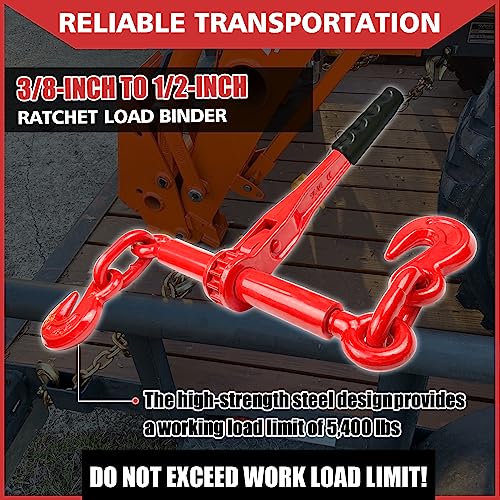 YATOINTO Ratchet Chain Binders 3/8'' - 1/2‘’ | 2 Pack Load Binder with 2 Grab Hooks | Tie Downs for Grade 70 Transport Chain | 9,200 Lbs. Safe Working Load- Heavy Duty Ratchet Binders for Towing - Image 2